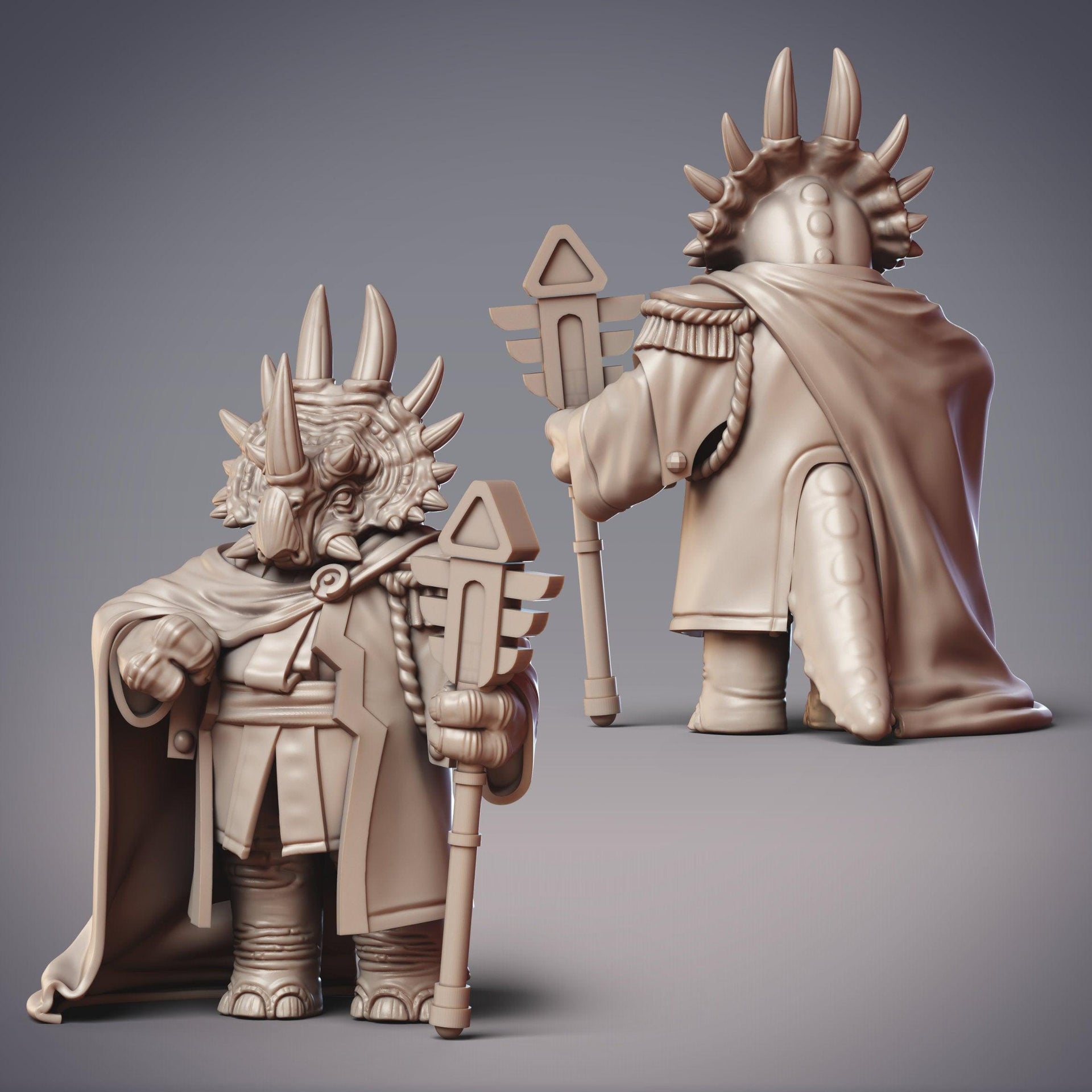 Dinovian Explorer Drakthor, Triceratops folk Adventurer - CobraMode | 28mm and 32mm | Wargaming | DnD | Tabletop Roleplaying