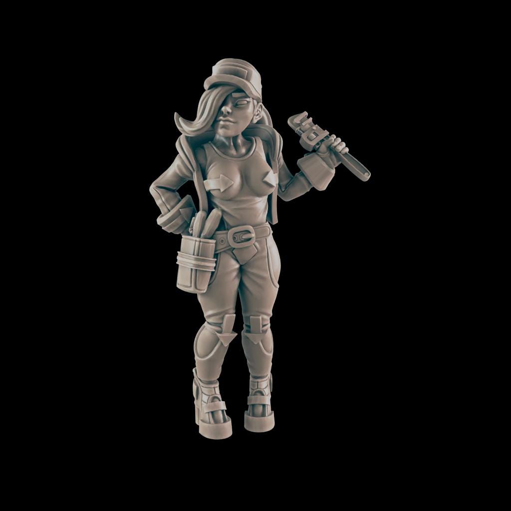 Mechanic. Cyberpunk Repairman - Ec3d | 28mm and 32mm | Wargaming | DnD | Tabletop Roleplaying