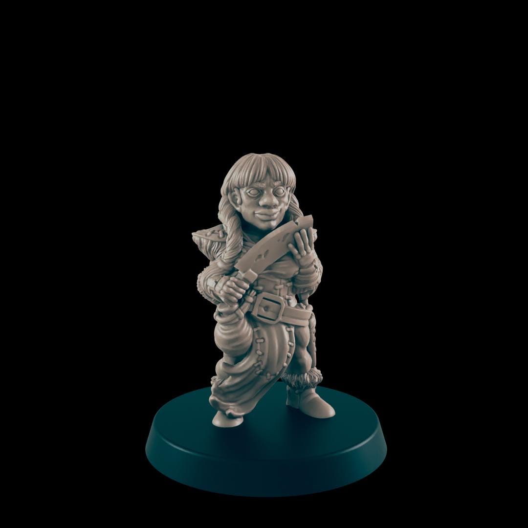 Dwarf Female Cutter - Ec3d | 28mm and 32mm | Wargaming | DnD | Tabletop Roleplaying