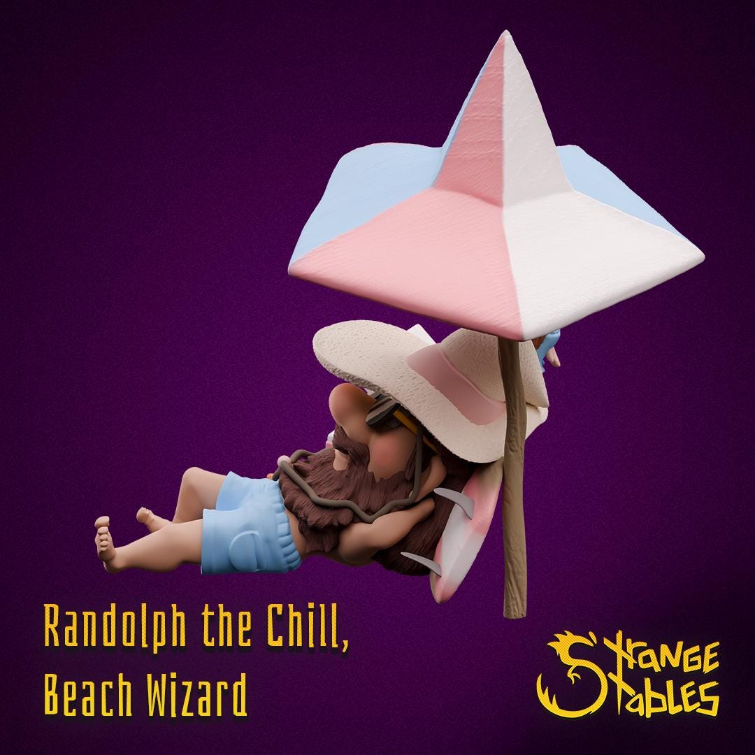 Randolph the Chill, Beach Wizard - Strange Stables | 28mm and 32mm | Wargaming | DnD | Tabletop Roleplaying