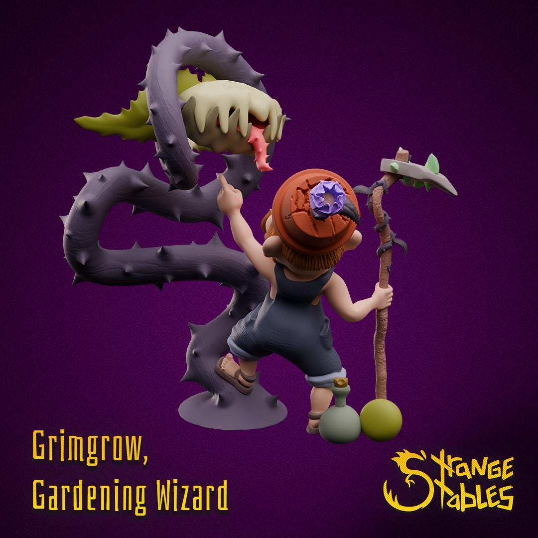 Grimgrow, Gardening Wizard - Strange Stables | 28mm and 32mm | Wargaming | DnD | Tabletop Roleplaying
