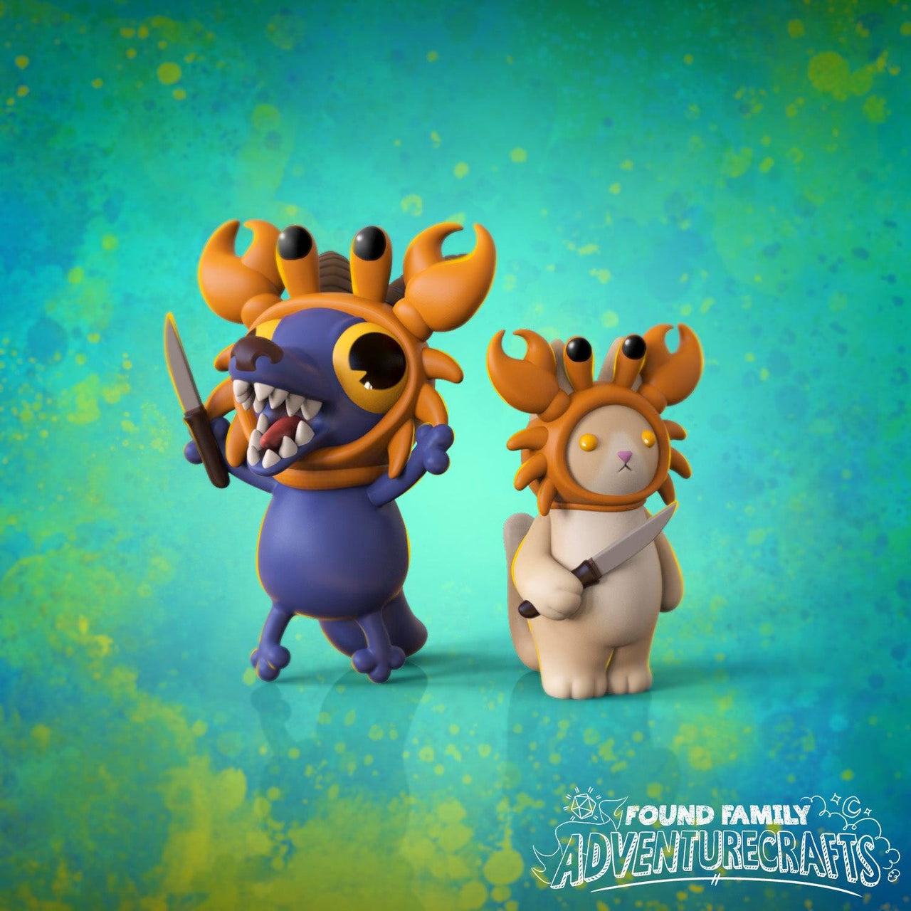 Stab Crab kobold and peanut Cat - Found Family Adventurecrafts | 28mm and 32mm | Wargaming | DnD | Tabletop Roleplaying