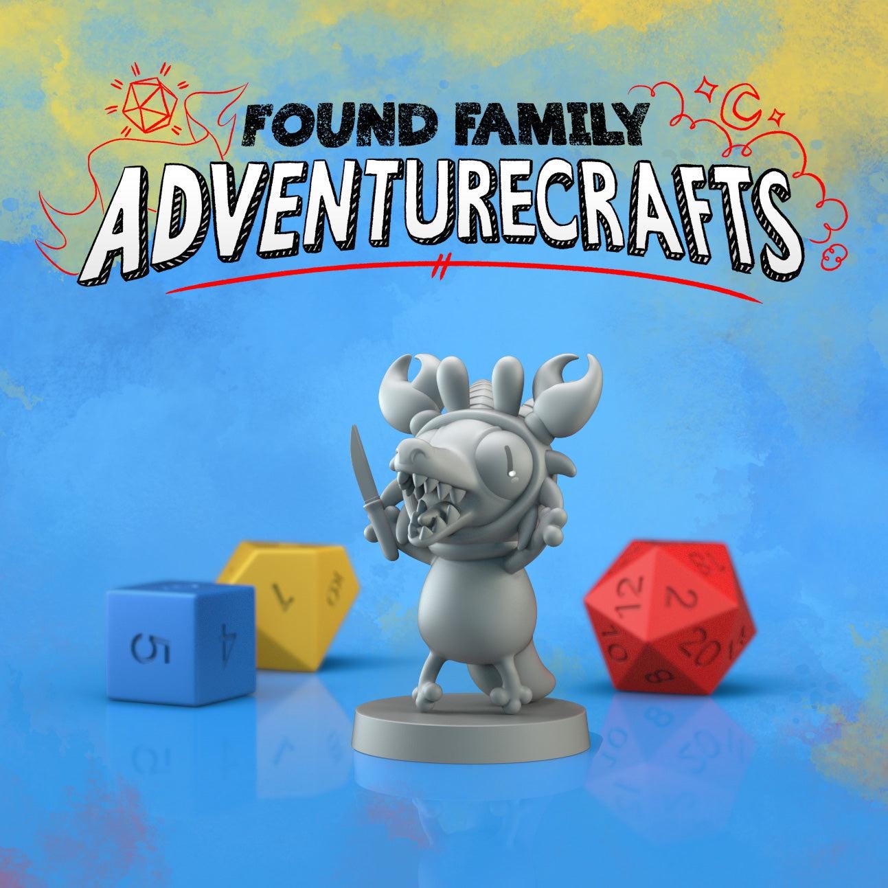 Stab Crab kobold and peanut Cat - Found Family Adventurecrafts | 28mm and 32mm | Wargaming | DnD | Tabletop Roleplaying