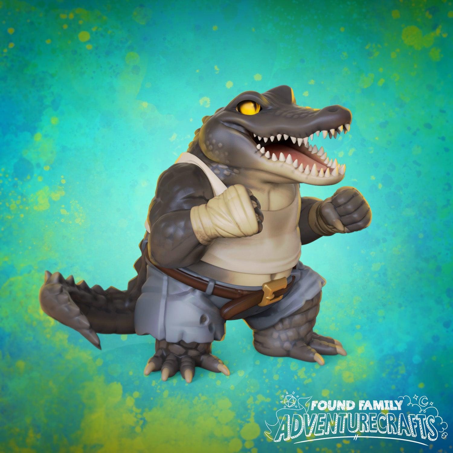 Gator Fighter, Gatorfolk Brawler - Found Family Adventurecrafts | 28mm and 32mm | Wargaming | DnD | Tabletop Roleplaying
