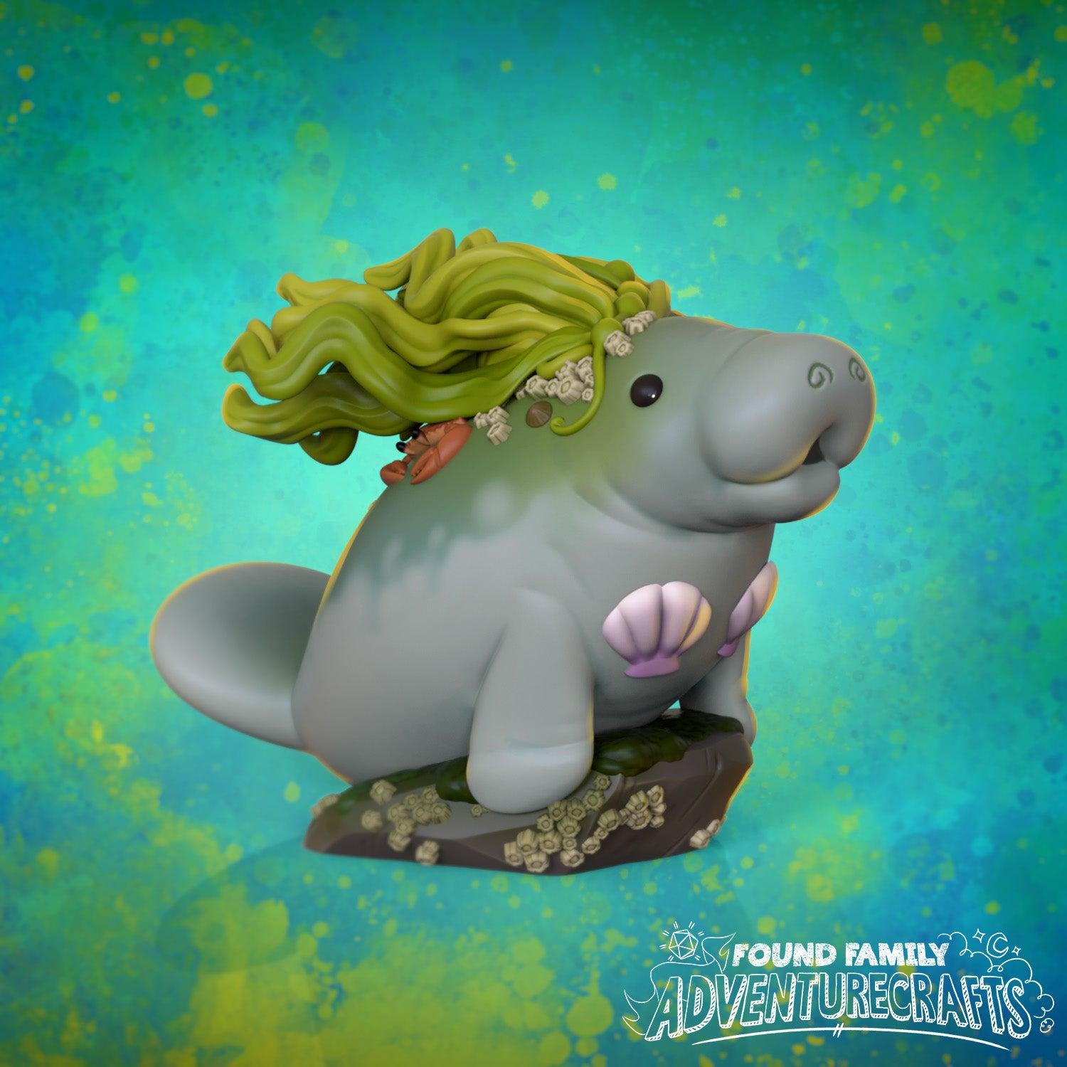 Mermanatee, Mermaid Manatee - Found Family Adventurecrafts | 28mm and 32mm | Wargaming | DnD | Tabletop Roleplaying
