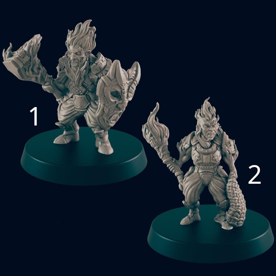 Azer, Fire Dwarf Warriors - Ec3d | 28mm and 32mm | Wargaming | DnD | Tabletop Roleplaying