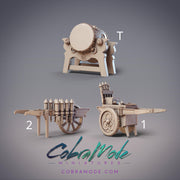 Festival Scatter Terrain, Taiko Drum and Firework Carts - CobraMode | 28mm and 32mm | Wargaming | DnD | Tabletop Roleplaying