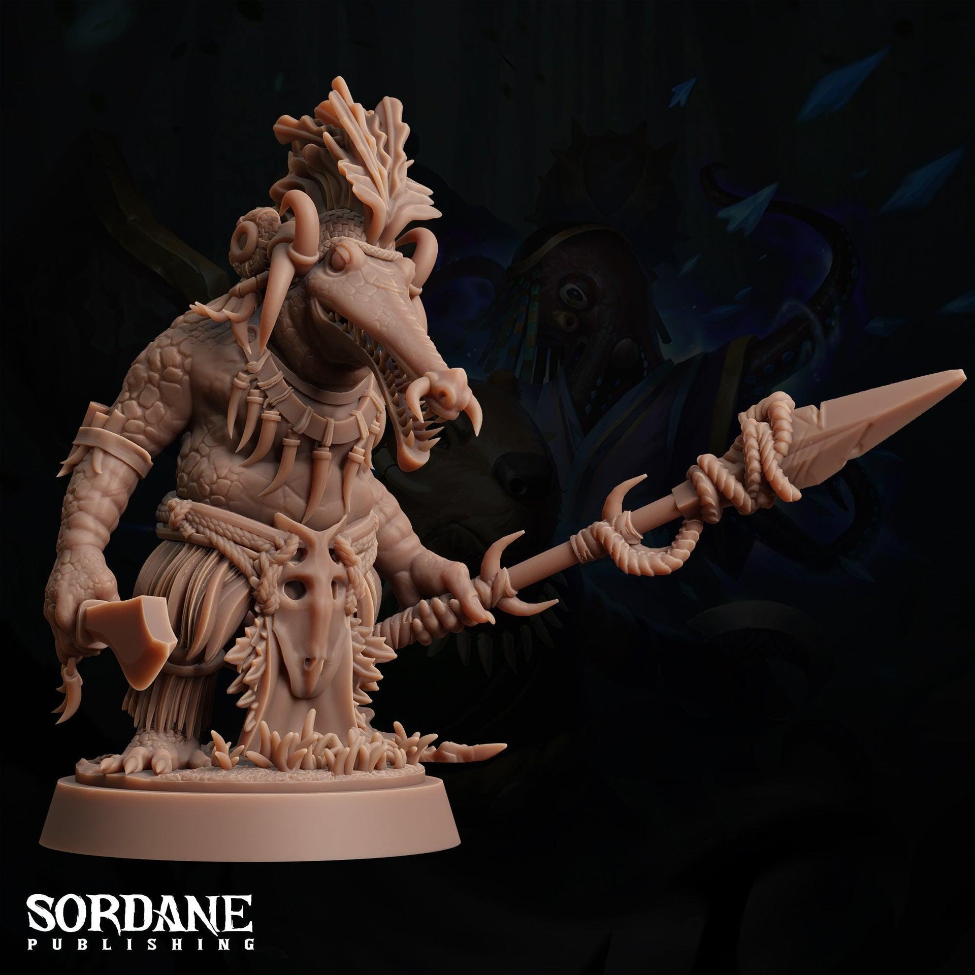 Maka Warriors, crocodilefolk Fighter - Sordane Publishing | 28mm and 32mm | Wargaming | DnD | Tabletop Roleplaying