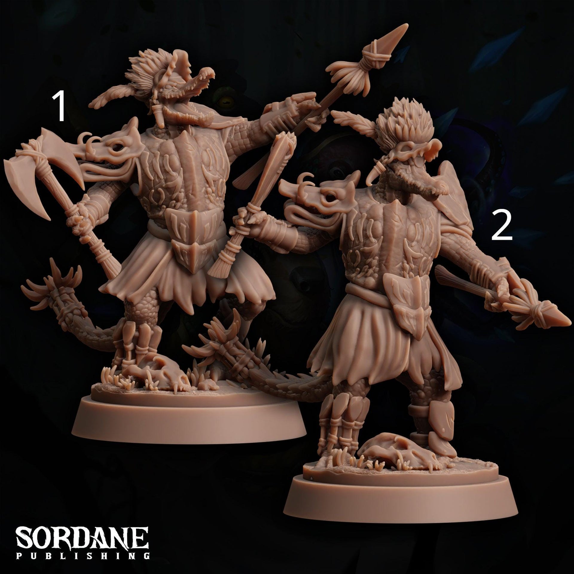 Maka Warboss, crocodilefolk Warrior - Sordane Publishing | 28mm and 32mm | Wargaming | DnD | Tabletop Roleplaying