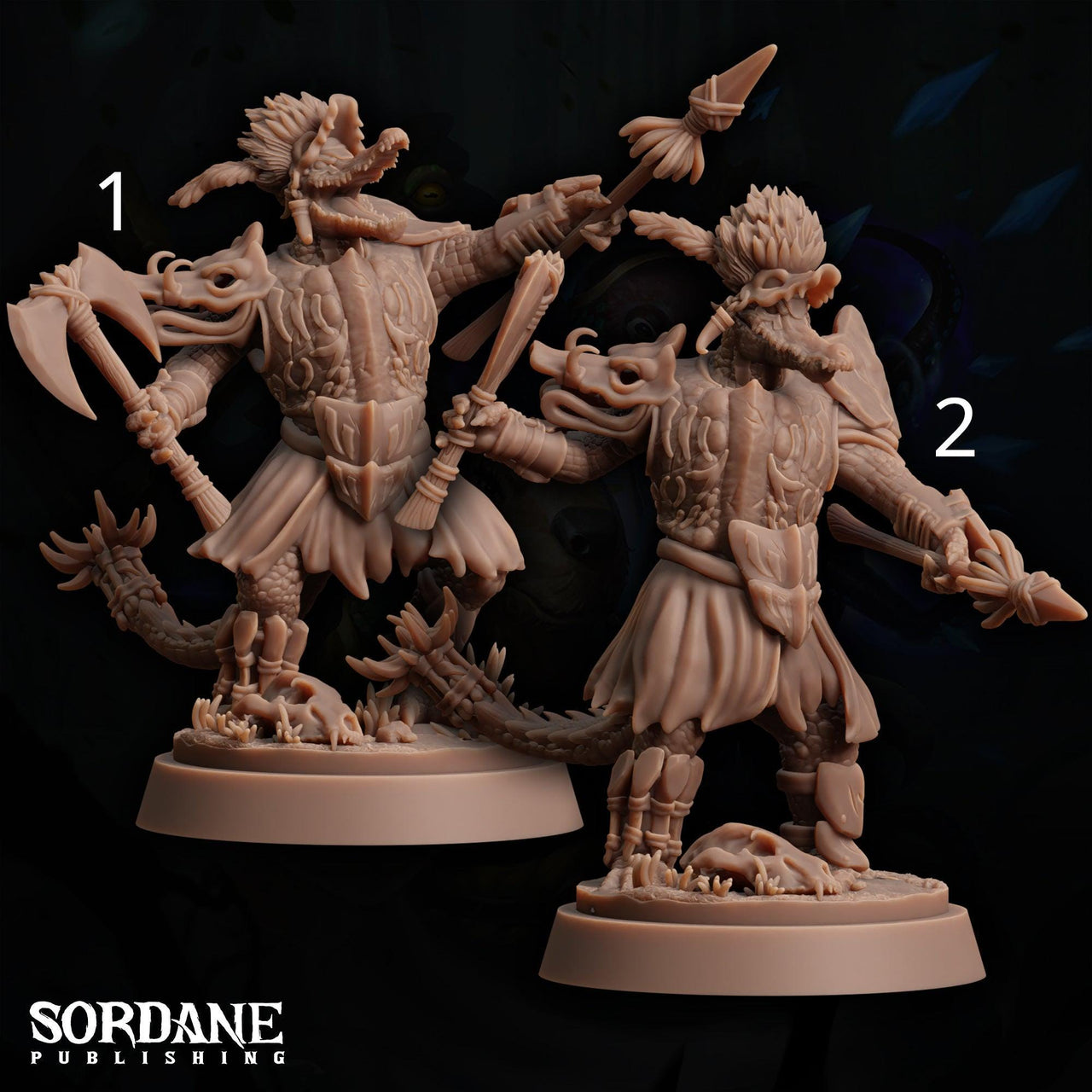 Maka Warboss, crocodilefolk Warrior - Sordane Publishing | 28mm and 32mm | Wargaming | DnD | Tabletop Roleplaying