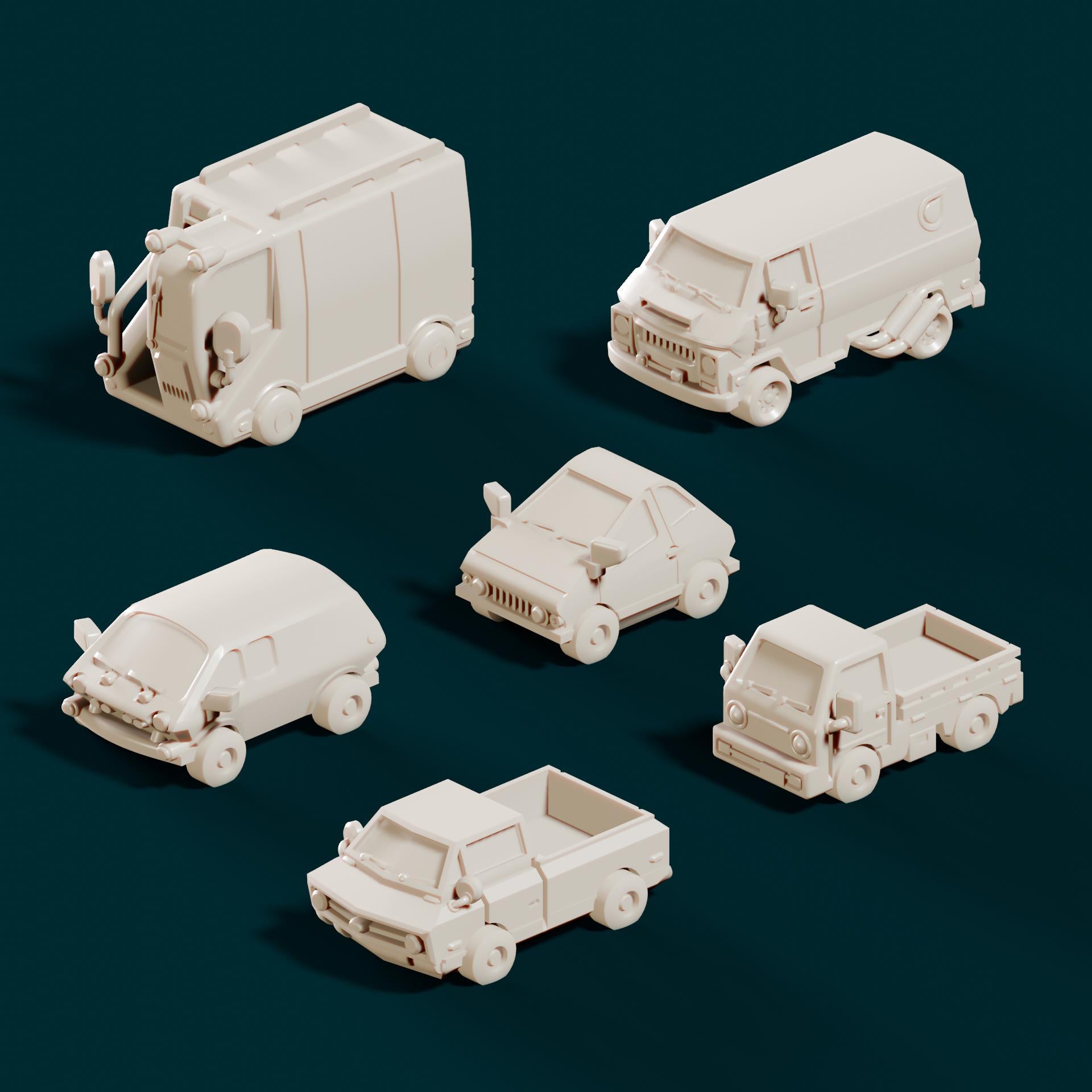 6mm civilian vehicles - Porble Games | 28mm and 32mm | Wargaming | DnD | Tabletop Roleplaying