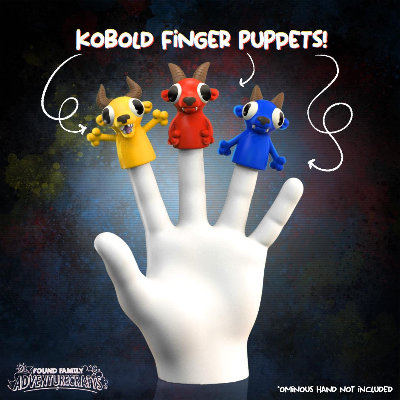 kobold finger puppets - Found Family Adventurecrafts | 28mm and 32mm | Wargaming | DnD | Tabletop Roleplaying