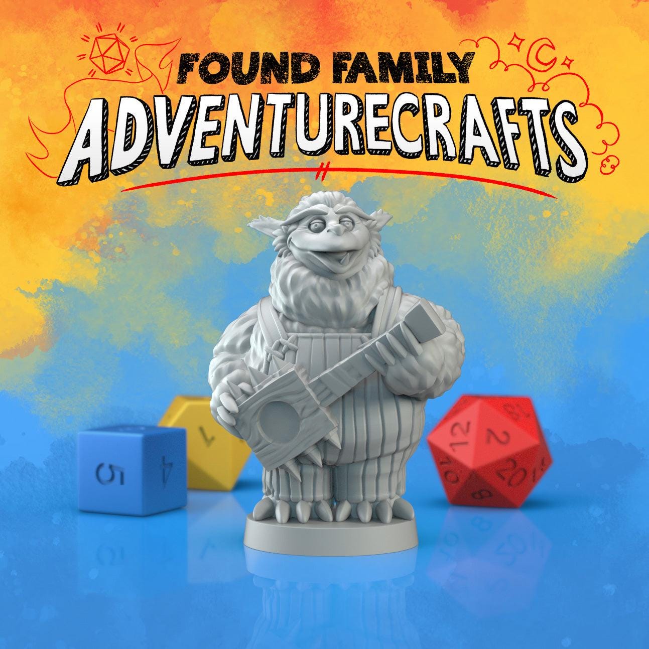 Billy bob bugbear, animatronic bard - Found Family Adventurecrafts | 28mm and 32mm | Wargaming | DnD | Tabletop Roleplaying