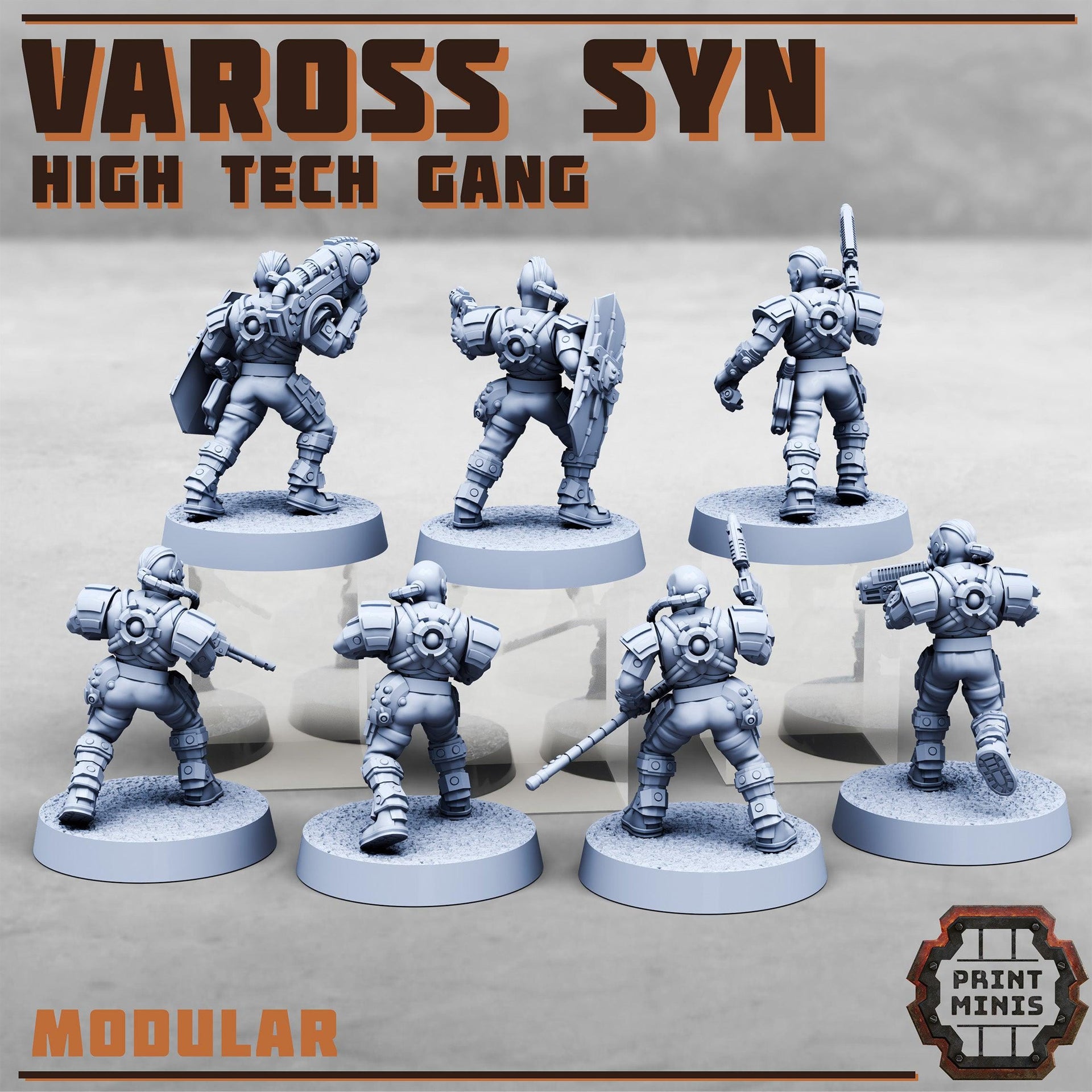 Vaross Syn Gang, High Tech Gang- Print Minis | 28mm and 32mm | Wargaming | DnD | Tabletop Roleplaying
