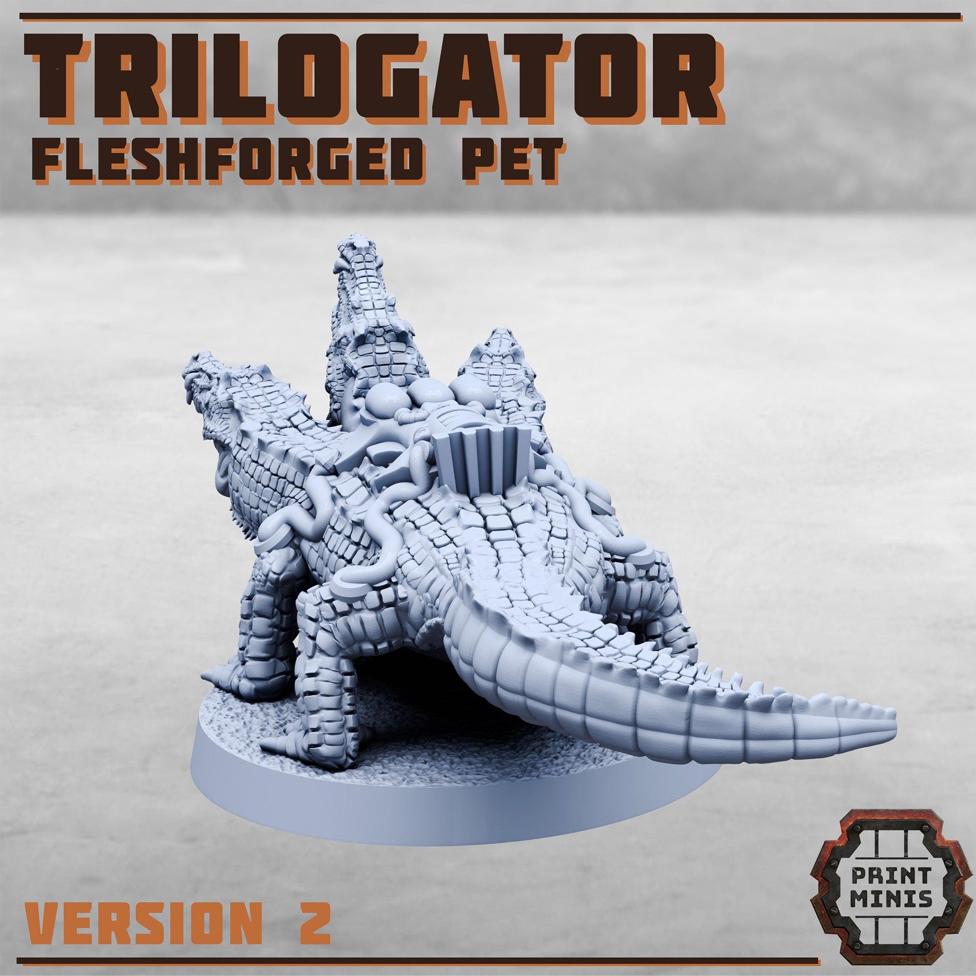 Trilogators, Three Headed Aligator - Print Minis | 28mm and 32mm | Wargaming | DnD | Tabletop Roleplaying