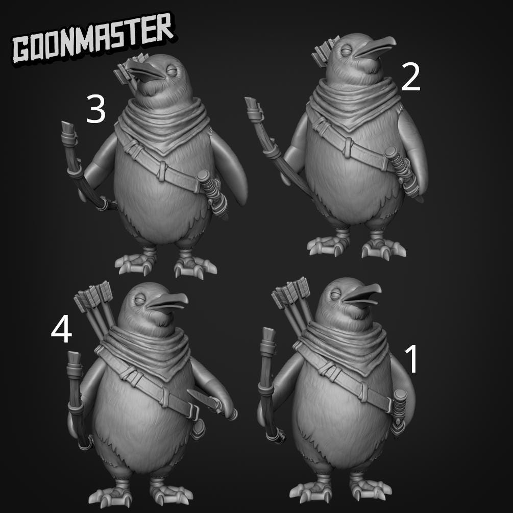 Penguin Archer - Goonmaster | 28mm and 32mm | Wargaming | DnD | Tabletop Roleplaying