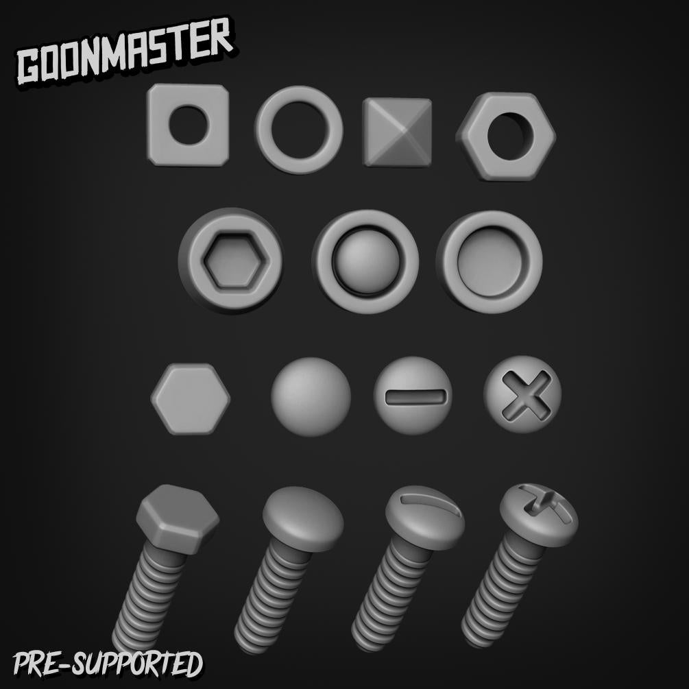 Screws Nuts and Bolts - Goonmaster Basing Bits | 28mm and 32mm | Wargaming | DnD | Tabletop Roleplaying