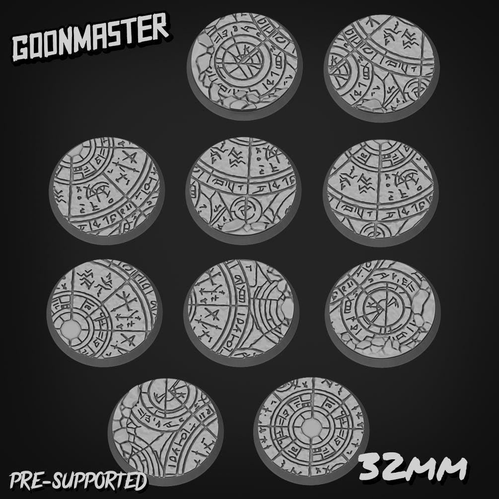 Occult Circle Carving Bases - Goonmaster | 28mm and 32mm | Wargaming | DnD | Tabletop Roleplaying