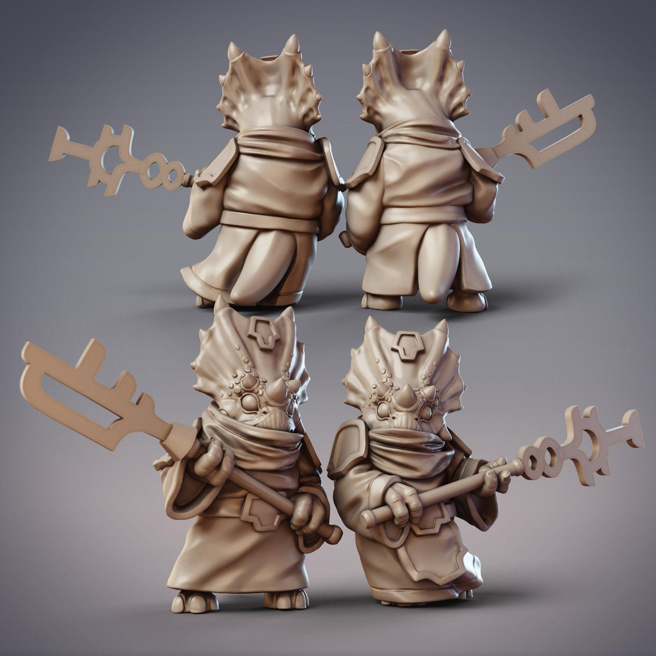 Dinovian Guards, Triceratops Folk Warrior - CobraMode | 28mm and 32mm | Wargaming | DnD | Tabletop Roleplaying