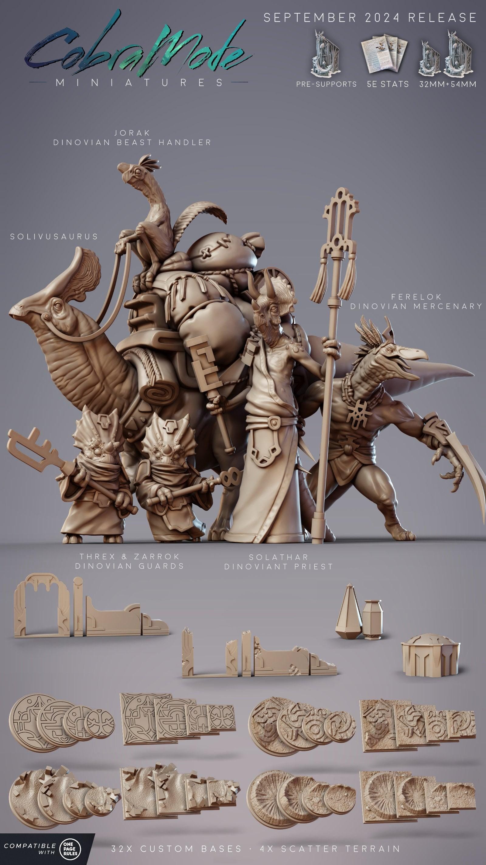 Dinovian Beast Handler Jorak, Dinosaur Folk Merchant - CobraMode | 28mm and 32mm | Wargaming | DnD | Tabletop Roleplaying