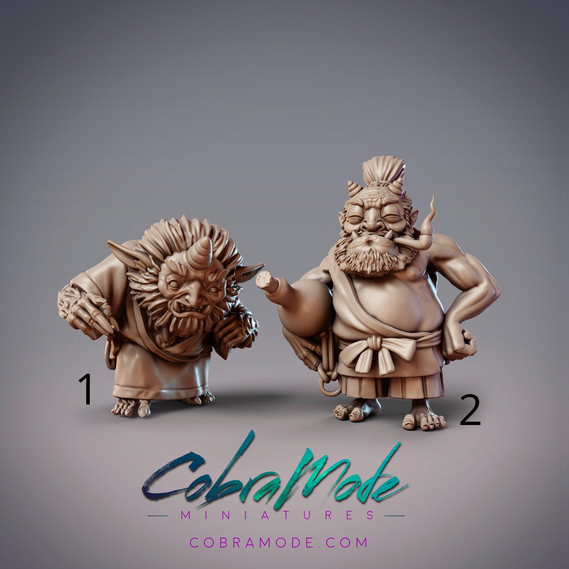Oni Vassals Hoju & Shukai, Demon Villagers - CobraMode | 28mm and 32mm | Wargaming | DnD | Tabletop Roleplaying