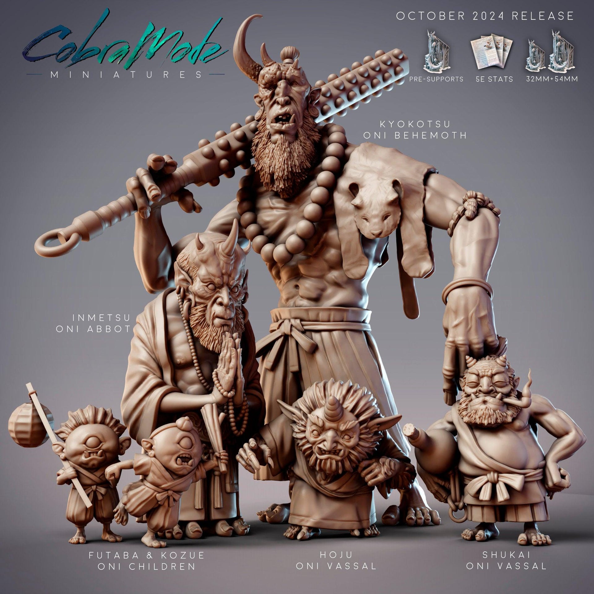 Oni Vassals Hoju & Shukai, Demon Villagers - CobraMode | 28mm and 32mm | Wargaming | DnD | Tabletop Roleplaying