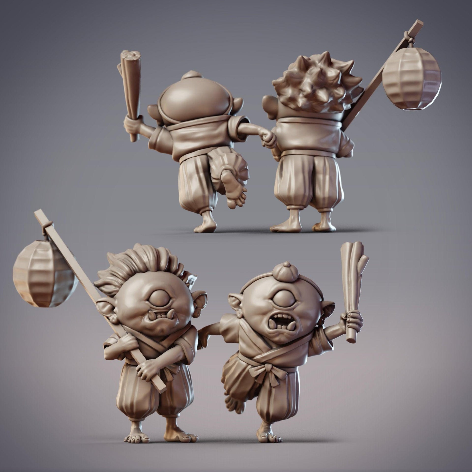 Oni Children Kozue & Futaba, Demon Kids - CobraMode | 28mm and 32mm | Wargaming | DnD | Tabletop Roleplaying