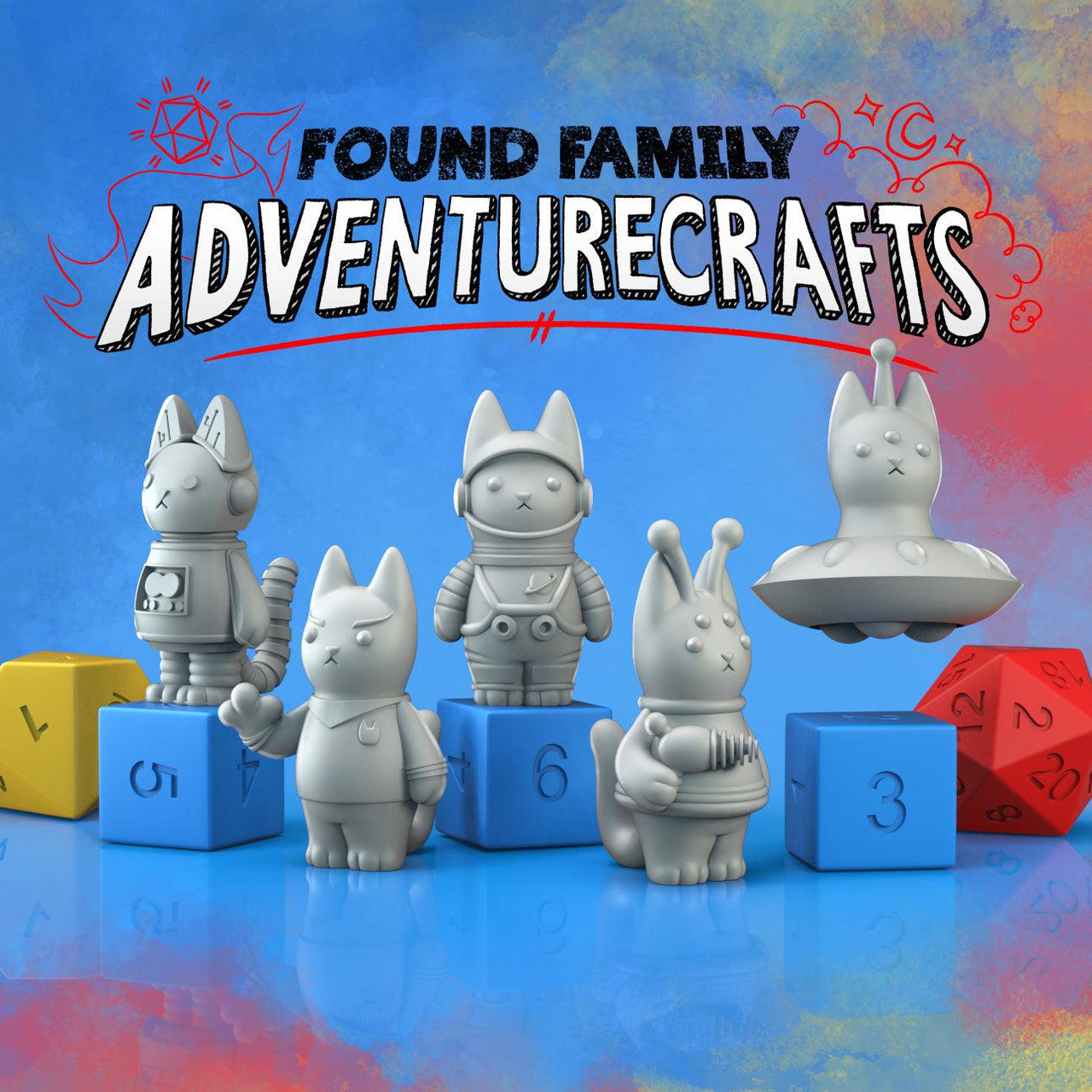Scifi Peanut Cats, Cartoon Cat Adventurers - Found Family Adventurecrafts | 28mm and 32mm | Wargaming | DnD | Tabletop Roleplaying