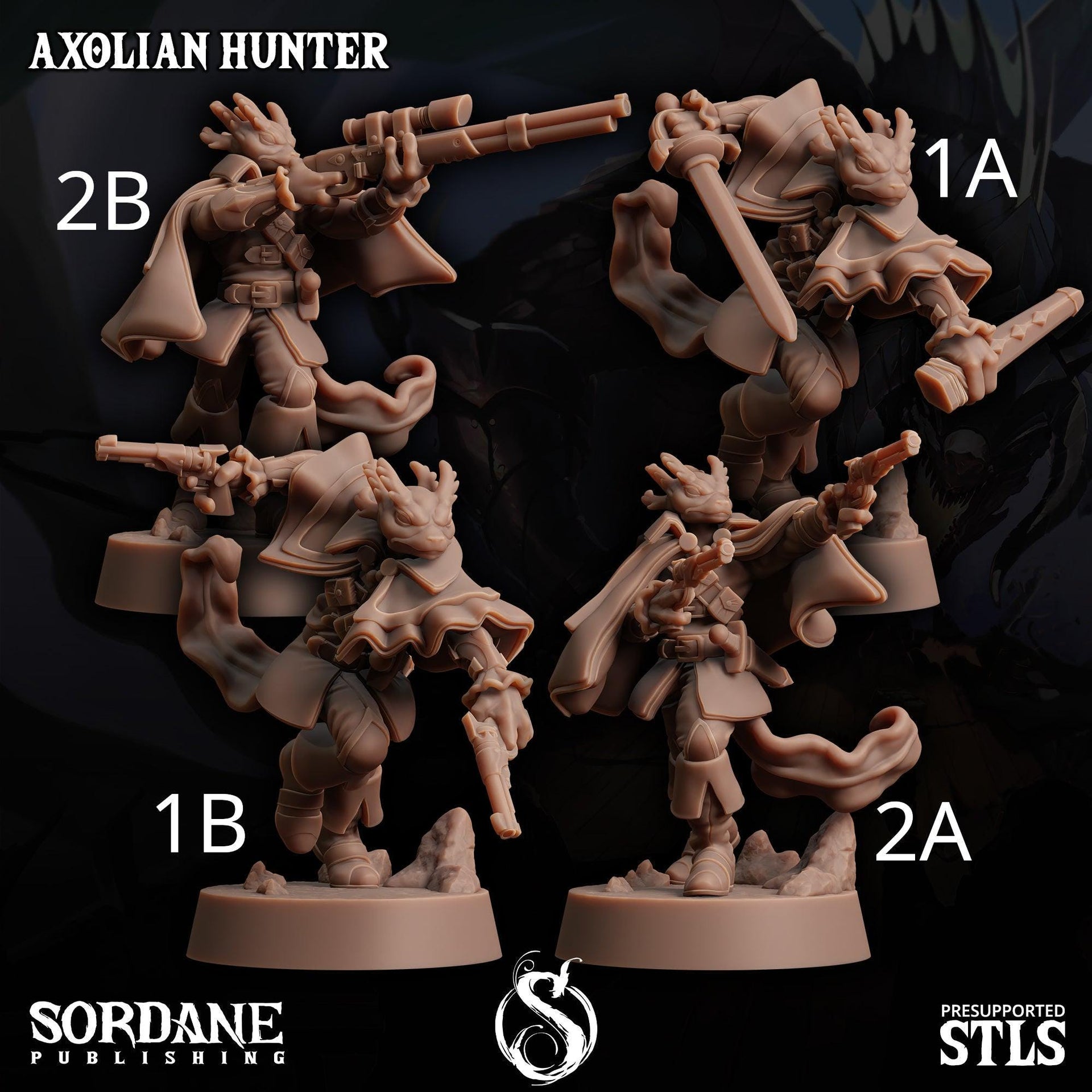 Axolian Hunter, Axolotl Folk Rogue - Sordane Publishing | 28mm and 32mm | Wargaming | DnD | Tabletop Roleplaying