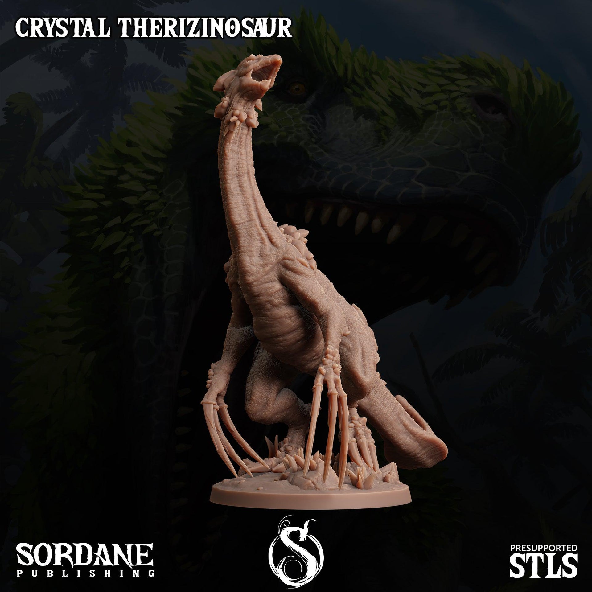 Crystal Therizinosaur, Elemental Dinosaur - Sordane Publishing | 28mm and 32mm | Wargaming | DnD | Tabletop Roleplaying