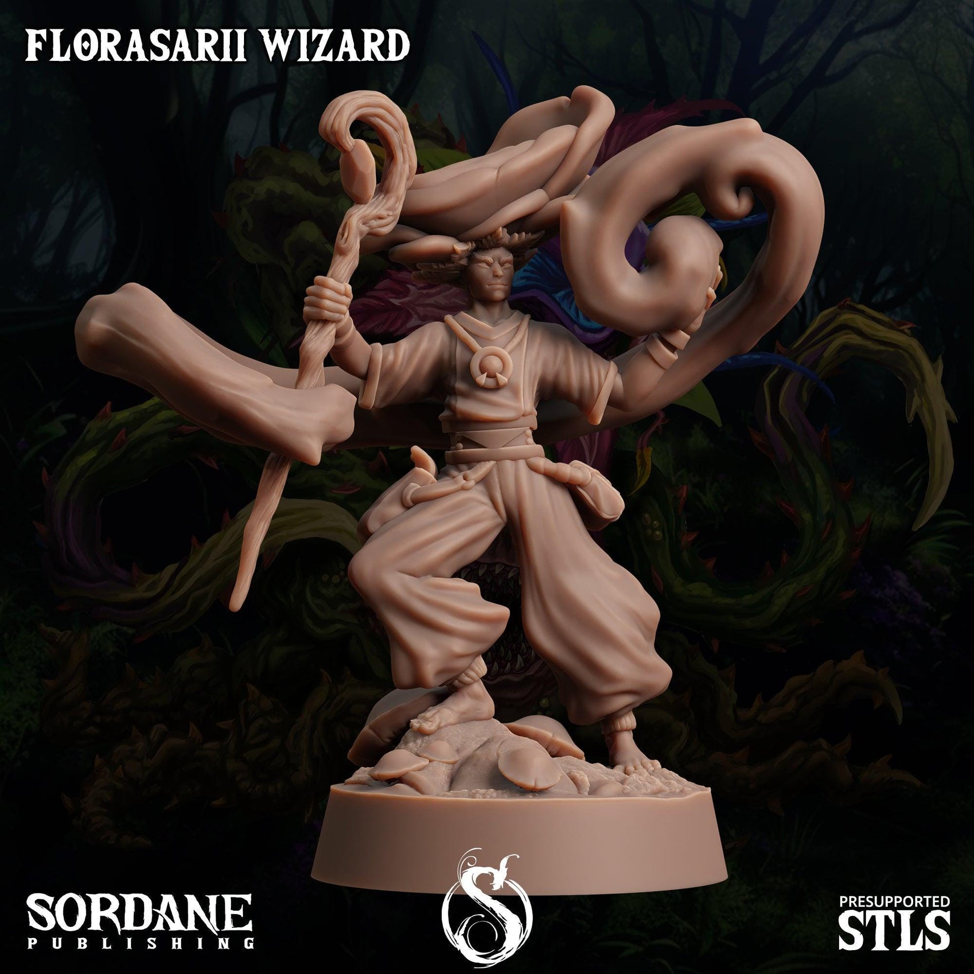 Florasarii Wizard, Flower folk adventurer - Sordane Publishing | 28mm and 32mm | Wargaming | DnD | Tabletop Roleplaying