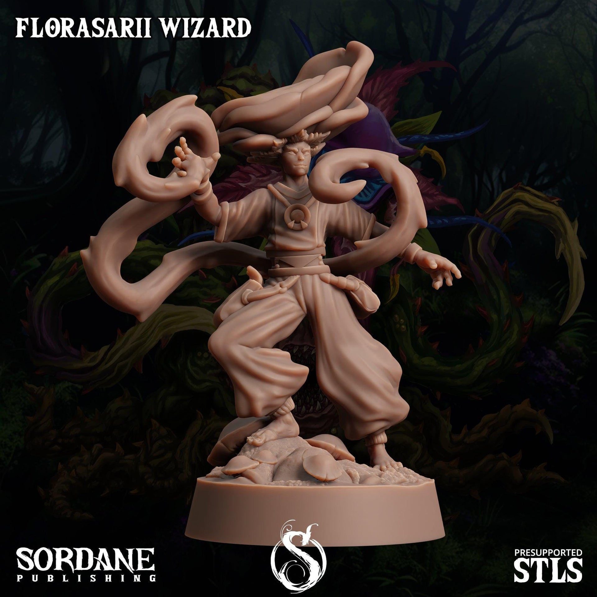 Florasarii Wizard, Flower folk adventurer - Sordane Publishing | 28mm and 32mm | Wargaming | DnD | Tabletop Roleplaying