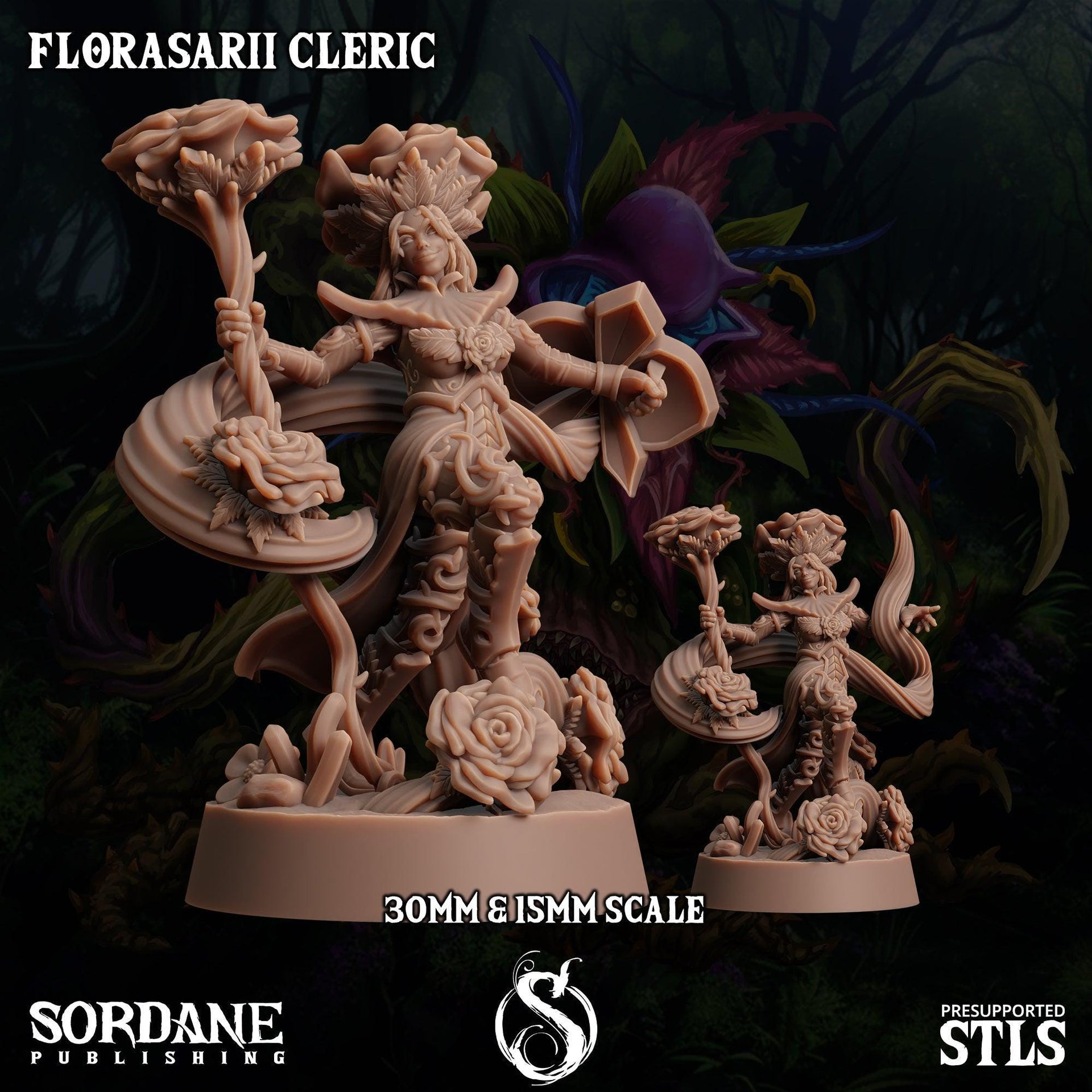Florasarii Cleric, Flower folk Healer - Sordane Publishing | 28mm and 32mm | Wargaming | DnD | Tabletop Roleplaying