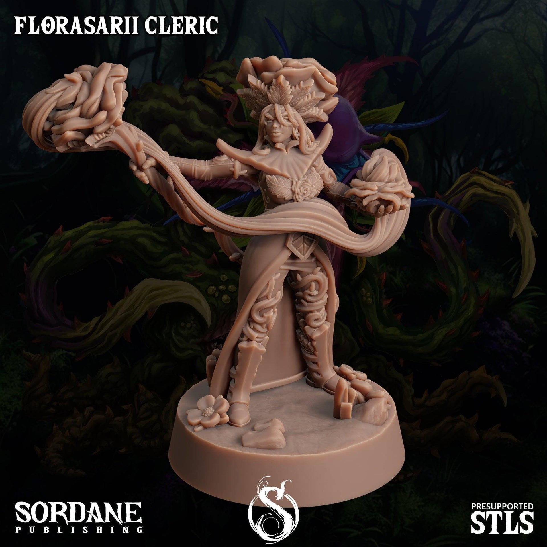 Florasarii Cleric, Flower folk Healer - Sordane Publishing | 28mm and 32mm | Wargaming | DnD | Tabletop Roleplaying