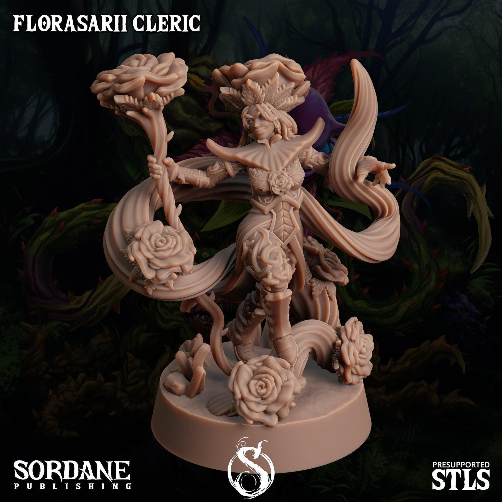 Florasarii Cleric, Flower folk Healer - Sordane Publishing | 28mm and 32mm | Wargaming | DnD | Tabletop Roleplaying