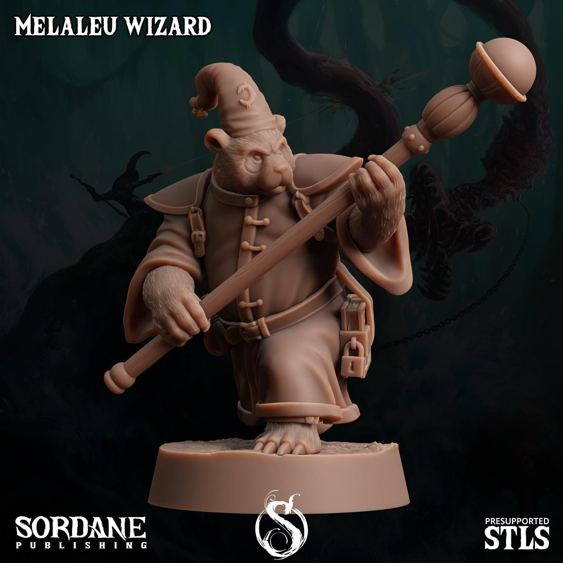 Melaleu Wizard , Pandafolk Mage - Sordane Publishing | 28mm and 32mm | Wargaming | DnD | Tabletop Roleplaying