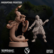 Nayantari Fighter, Snakefolk Fighter - Sordane Publishing | 28mm and 32mm | Wargaming | DnD | Tabletop Roleplaying