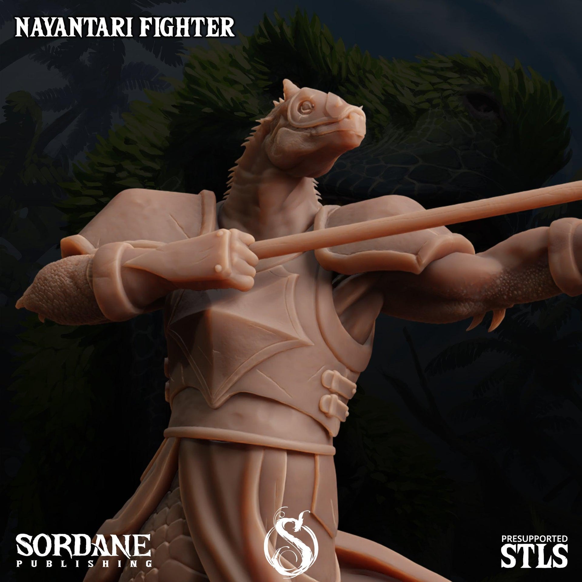 Nayantari Fighter, Snakefolk Fighter - Sordane Publishing | 28mm and 32mm | Wargaming | DnD | Tabletop Roleplaying