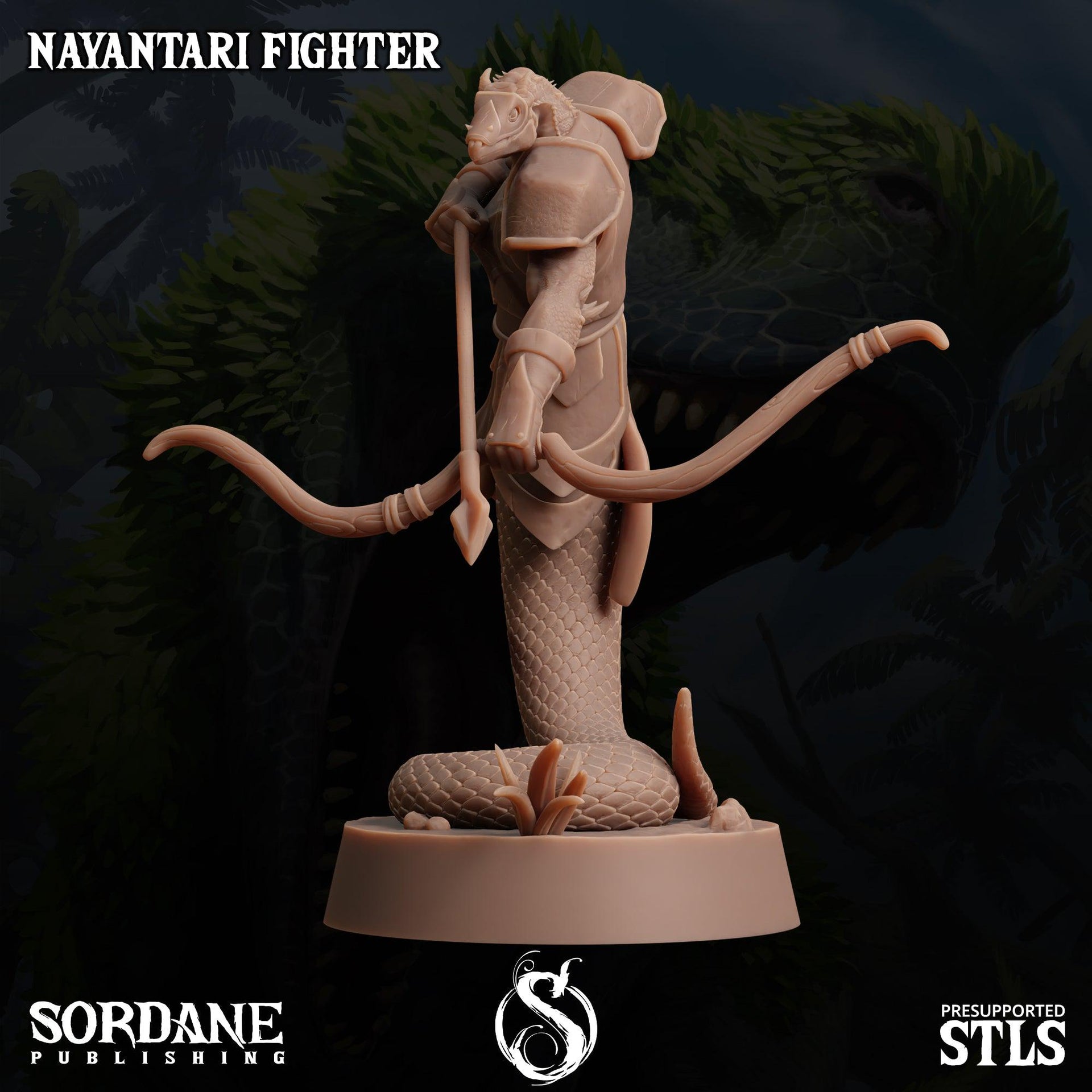 Nayantari Fighter, Snakefolk Fighter - Sordane Publishing | 28mm and 32mm | Wargaming | DnD | Tabletop Roleplaying