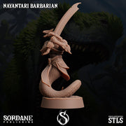 Nayantari Barbarian, Snakefolk Fighter - Sordane Publishing | 28mm and 32mm | Wargaming | DnD | Tabletop Roleplaying