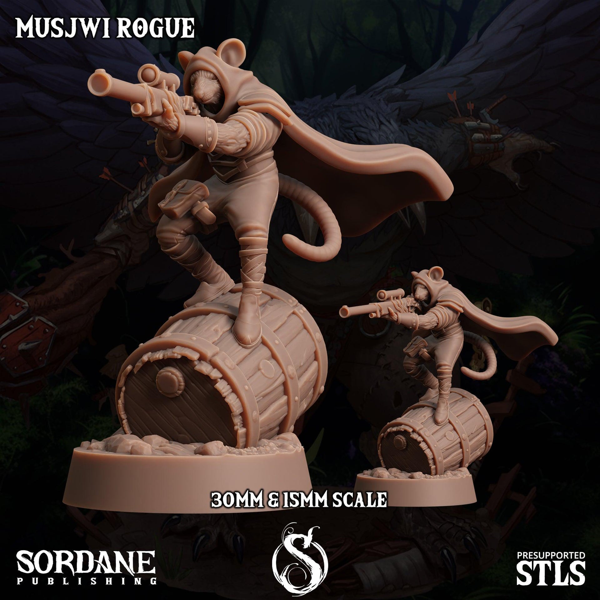 Musjwi Rogue, Mousefolk Sniper - Sordane Publishing | 28mm and 32mm | Wargaming | DnD | Tabletop Roleplaying