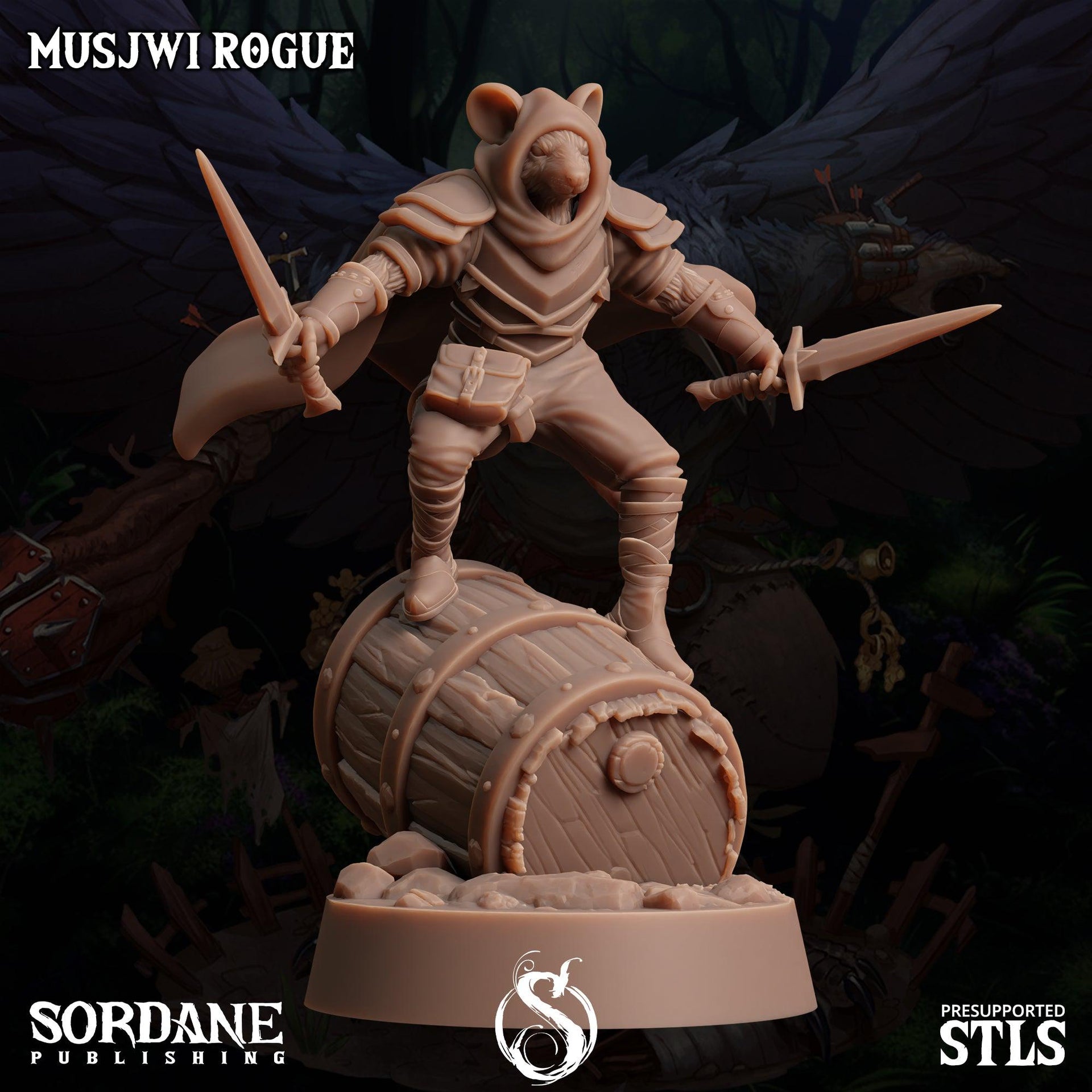 Musjwi Rogue, Mousefolk Sniper - Sordane Publishing | 28mm and 32mm | Wargaming | DnD | Tabletop Roleplaying