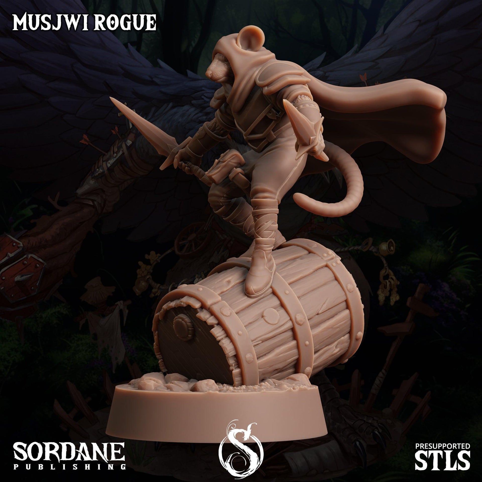 Musjwi Rogue, Mousefolk Sniper - Sordane Publishing | 28mm and 32mm | Wargaming | DnD | Tabletop Roleplaying