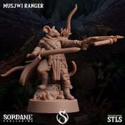 Musjwi Ranger, Mousefolk Bandit- Sordane Publishing | 28mm and 32mm | Wargaming | DnD | Tabletop Roleplaying