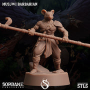 Musjwi Barbarian, Mousefolk Champion - Sordane Publishing | 28mm and 32mm | Wargaming | DnD | Tabletop Roleplaying