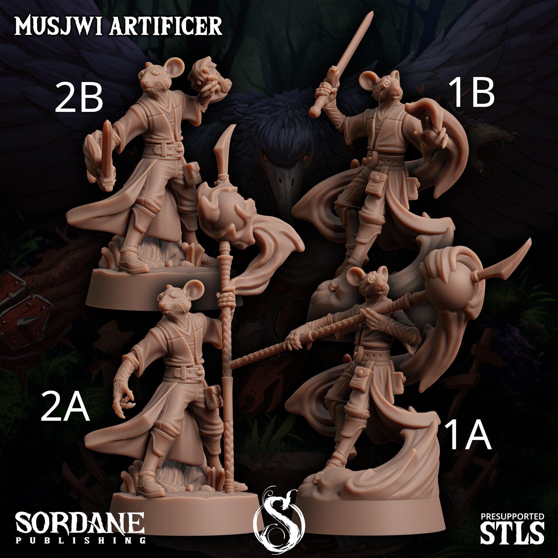 Musjwi Artificer, Mousefolk Inventor - Sordane Publishing | 28mm and 32mm | Wargaming | DnD | Tabletop Roleplaying