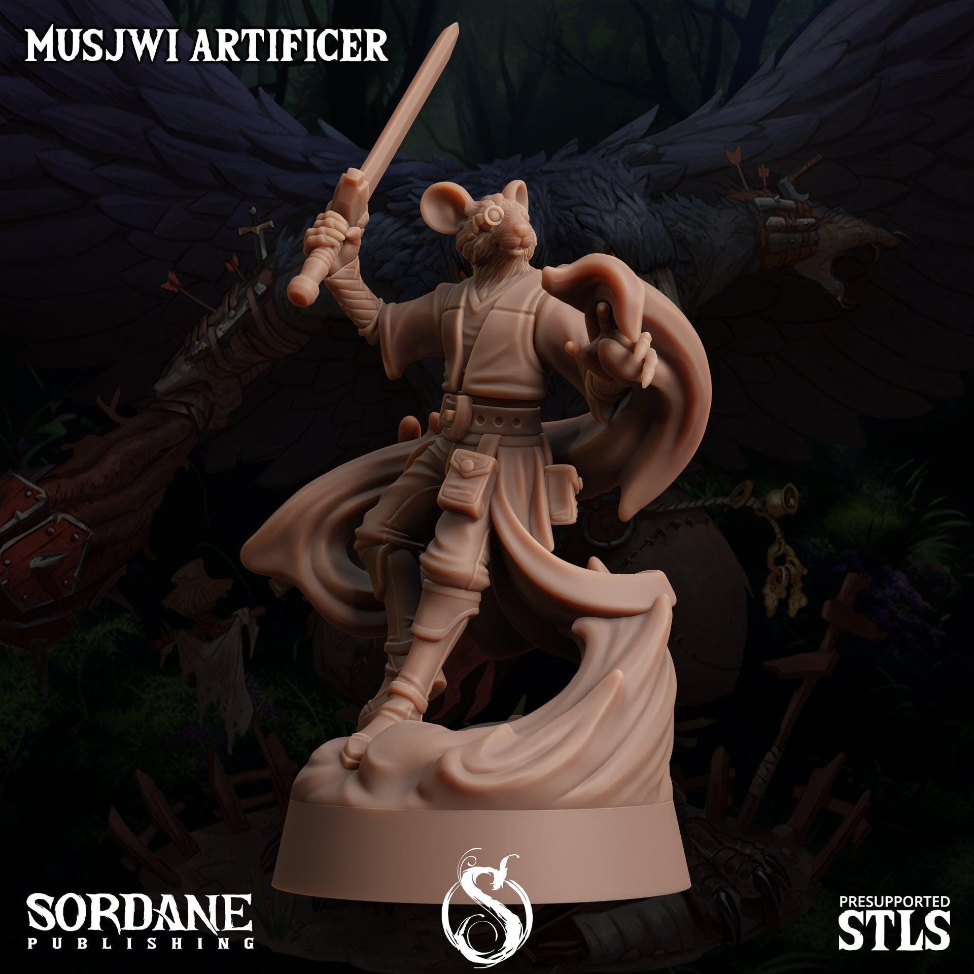 Musjwi Artificer, Mousefolk Inventor - Sordane Publishing | 28mm and 32mm | Wargaming | DnD | Tabletop Roleplaying