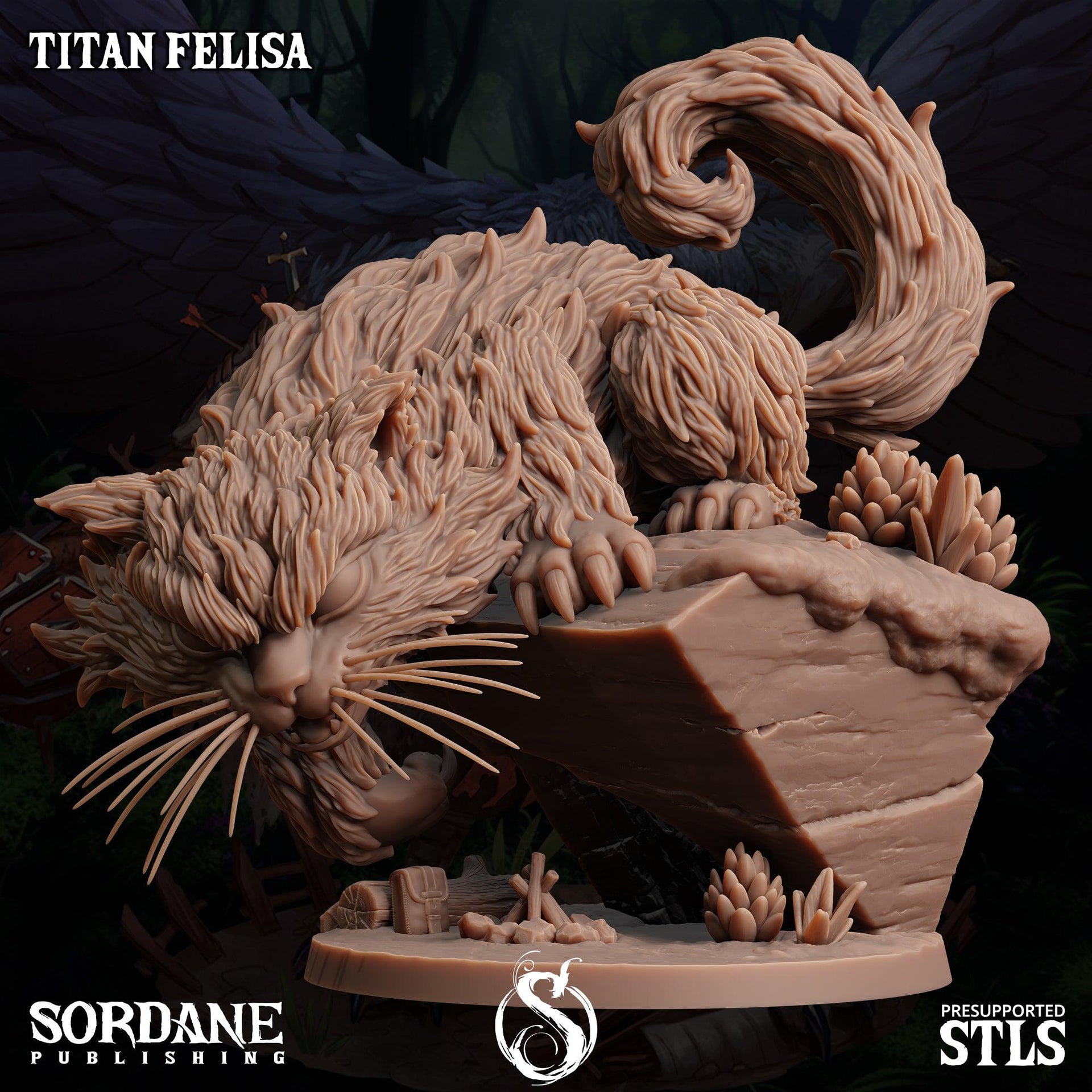 Titan Felisa, Giant Cat Monster - Sordane Publishing | 28mm and 32mm | Wargaming | DnD | Tabletop Roleplaying