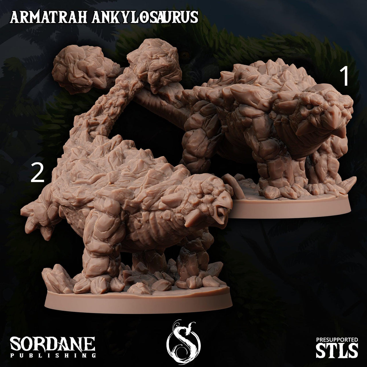 Armatrah Ankylosaurus, Stone Dinosaur- Sordane Publishing | 28mm and 32mm | Wargaming | DnD | Tabletop Roleplaying