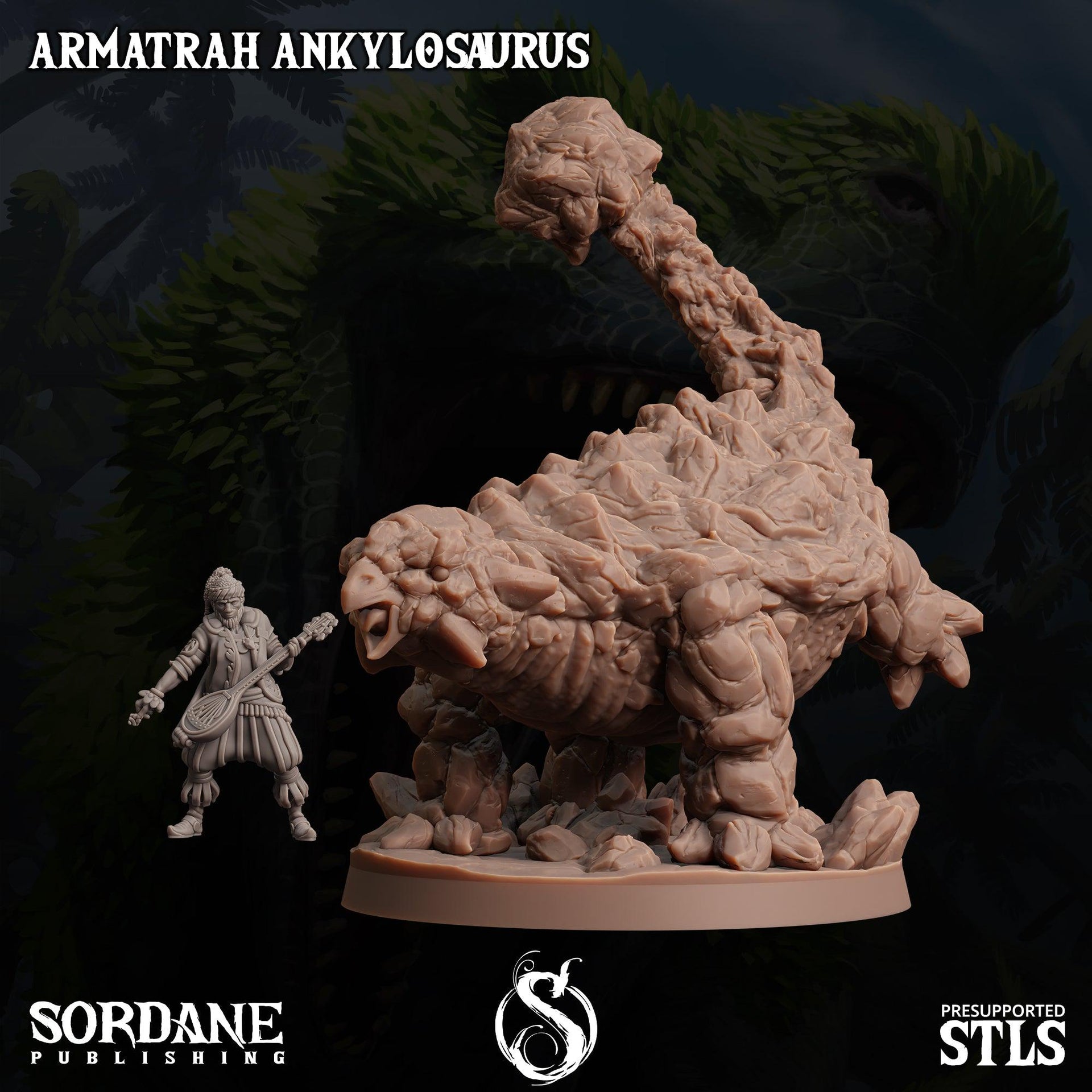 Armatrah Ankylosaurus, Stone Dinosaur- Sordane Publishing | 28mm and 32mm | Wargaming | DnD | Tabletop Roleplaying